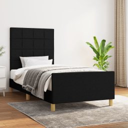 Cadru de pat cu tablie, negru, 80x200 cm, textil GartenMobel Dekor