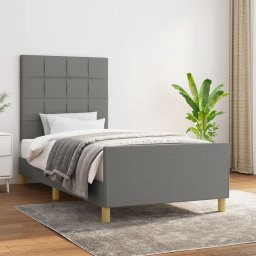 Cadru de pat cu tablie, gri închis, 90x200 cm, textil GartenMobel Dekor