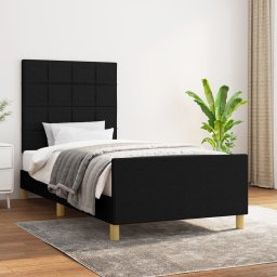 Cadru de pat cu tablie, negru, 90x200 cm, textil GartenMobel Dekor