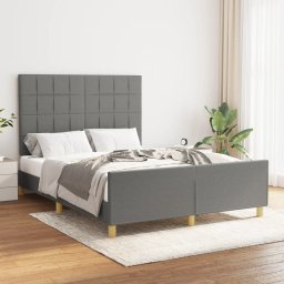 Cadru de pat cu tablie, gri închis, 140x200 cm, textil GartenMobel Dekor