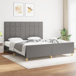 Cadru de pat cu tablie, gri închis, 180x200 cm, textil GartenMobel Dekor