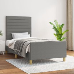 Cadru de pat cu tablie, gri închis, 80x200 cm, textil GartenMobel Dekor