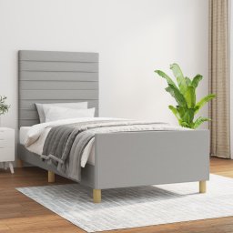 Cadru de pat cu tablie, gri deschis, 100x200 cm, textil GartenMobel Dekor
