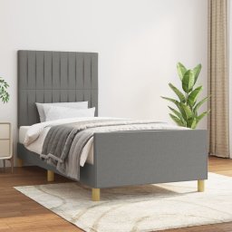 Cadru de pat cu tablie, gri închis, 80x200 cm, textil GartenMobel Dekor