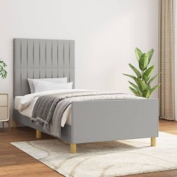 Cadru de pat cu tablie, gri deschis, 90x200 cm, textil GartenMobel Dekor