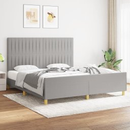 Cadru de pat cu tablie, gri deschis, 180x200 cm, textil GartenMobel Dekor
