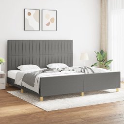 Cadru de pat cu tablie, gri închis, 200x200 cm, textil GartenMobel Dekor