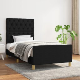 Cadru de pat cu tablie, negru, 80x200 cm, textil GartenMobel Dekor