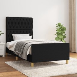 Cadru de pat cu tablie, negru, 90x200 cm, textil GartenMobel Dekor