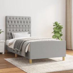 Cadru de pat cu tablie, gri deschis, 100x200 cm, textil GartenMobel Dekor