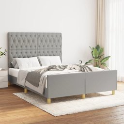 Cadru de pat cu tablie, gri deschis, 140x190 cm, textil GartenMobel Dekor