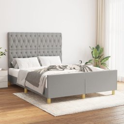 Cadru de pat cu tablie, gri deschis, 140x200 cm, textil GartenMobel Dekor