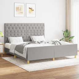 Cadru de pat cu tablie, gri deschis, 160x200 cm, textil GartenMobel Dekor