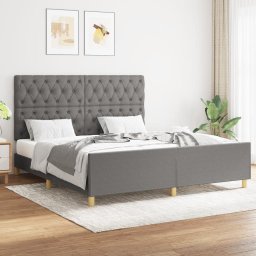 Cadru de pat cu tablie, gri închis, 160x200 cm, textil GartenMobel Dekor
