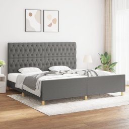 Cadru de pat cu tablie, gri închis, 200x200 cm, textil GartenMobel Dekor