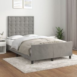 Cadru de pat cu tablie, gri deschis, 120x200 cm, catifea GartenMobel Dekor