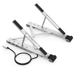 Stand universal latop Choetech cu functie de statie multifunctionala 7in1 PD, USB-C, HDMI 4K, 30Hz, 2xUSB-A, 1xUSB-C, 1xSD, 1xTF, Silver