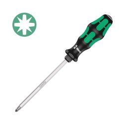 surubelnita Pozidriv PZ3 150 mm WERA 355 SK Lasertip cu tija hexagonala, hexagon pentru strangere cu cheie si maner Kraftform Plus antirostogolire 05009343001