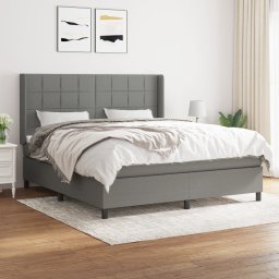 Pat box spring cu saltea, gri închis, 180x200 cm, textil GartenMobel Dekor