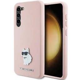 Husa Karl Lagerfeld Silicone Choupette Metal Pin case for Samsung Galaxy S23+ - pink