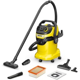 Aspirator multifunctional WD 5 P V-25/8/22, 1100 W, aspirare umeda si uscata, 25 l rezervor, furtun 2.2 m, functie de suflare, galben/negru