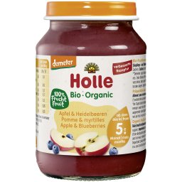 Piure de mere si afine pentru copii, +5 luni, fara gluten bio 190g