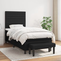 Pat box spring cu saltea, negru, 100x200 cm, textil GartenMobel Dekor