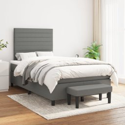 Pat box spring cu saltea, gri închis, 120x200 cm, textil GartenMobel Dekor