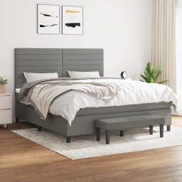 Pat continental cu saltea, gri închis, 160x200 cm, tesatura GartenMobel Dekor