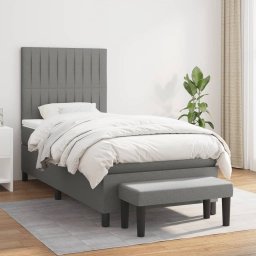 Pat box spring cu saltea, gri închis, 80x200 cm, textil GartenMobel Dekor