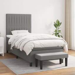 Pat box spring cu saltea, gri închis, 100x200 cm, textil GartenMobel Dekor