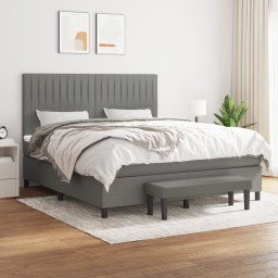 Pat box spring cu saltea, gri închis, 180x200 cm, textil GartenMobel Dekor