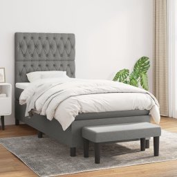 Pat box spring cu saltea, gri închis, 90x200 cm, textil GartenMobel Dekor