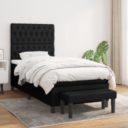 Pat box spring cu saltea, negru, 100x200 cm, textil GartenMobel Dekor