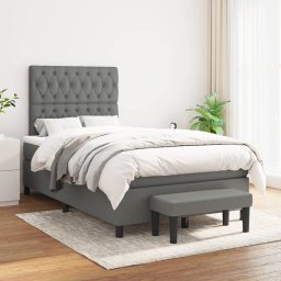 Pat box spring cu saltea, gri închis, 120x200 cm, textil GartenMobel Dekor
