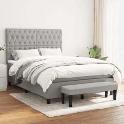Pat box spring cu saltea, gri deschis, 140x190 cm, textil GartenMobel Dekor