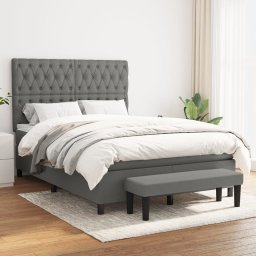 Pat box spring cu saltea, gri închis, 140x190 cm, textil GartenMobel Dekor