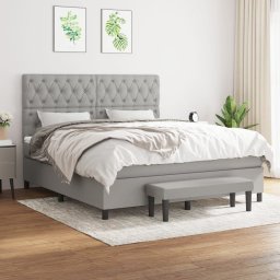 Pat continental cu saltea, gri deschis, 160x200 cm, textil GartenMobel Dekor