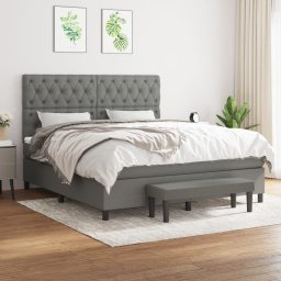 Pat continental cu saltea, gri închis, 160x200 cm, tesatura GartenMobel Dekor