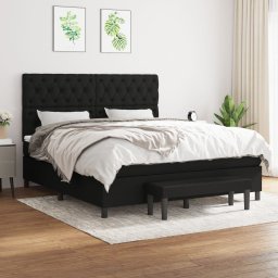 Pat box spring cu saltea, negru, 160x200 cm, textil GartenMobel Dekor