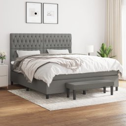 Pat box spring cu saltea, gri închis, 180x200 cm, textil GartenMobel Dekor