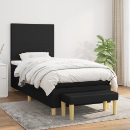 Pat box spring cu saltea, negru, 100x200 cm, textil GartenMobel Dekor
