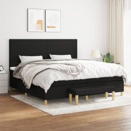 Pat box spring cu saltea, negru, 200x200 cm, textil GartenMobel Dekor