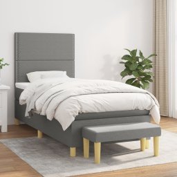 Pat box spring cu saltea, gri închis, 100x200 cm, textil GartenMobel Dekor