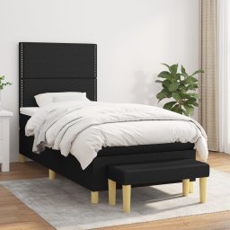 Pat box spring cu saltea, negru, 100x200 cm, textil GartenMobel Dekor