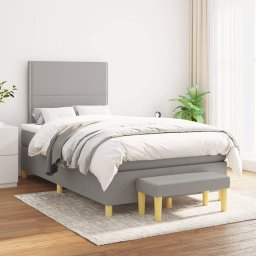 Pat continental cu saltea, gri deschis, 120x200 cm, textil GartenMobel Dekor