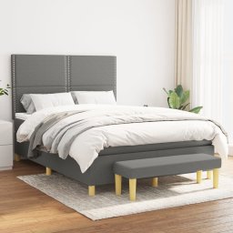 Pat box spring cu saltea, gri închis, 140x200 cm, textil GartenMobel Dekor