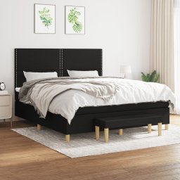 Pat box spring cu saltea, negru, 160x200 cm, textil GartenMobel Dekor