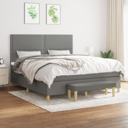 Pat box spring cu saltea, gri închis, 180x200 cm, textil GartenMobel Dekor