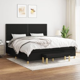 Pat box spring cu saltea, negru, 200x200 cm, textil GartenMobel Dekor